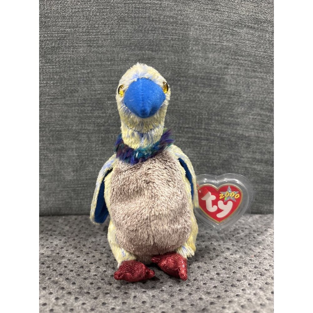 Ty Beanie Babies Buzzy The Bird 2000 Plush Toy Yellow/Blue Polyester